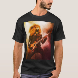 Camiseta de guitarra eléctrica Retro Rock Lion