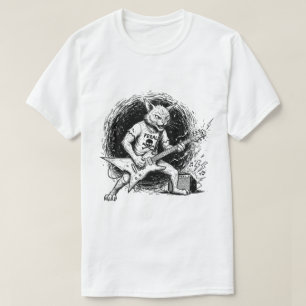 Camiseta de guitarra para hombres con gato de tint