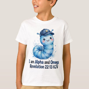 Camiseta de gusano azul para niños - Soy Alfa y Om