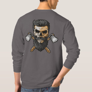 Camiseta de hachas cruzadas de cráneo barbudo de l
