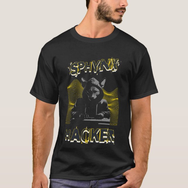 Camiseta de Hacker de Cat Sfinx Black (Anverso)