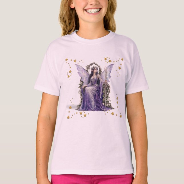 Camiseta de hada morada linda . (Anverso)