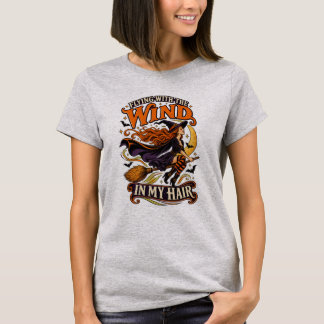 Camiseta de Halloween Bruja Voladora Viento en mi