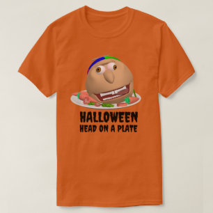 Camiseta de Halloween Cabeza en un Plato con texto