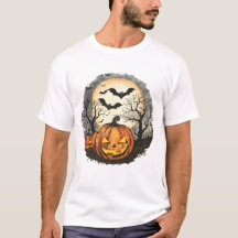 Camiseta de Halloween Calabaza y Murciélagos
