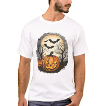 Camiseta de Halloween Calabaza y Murciélagos