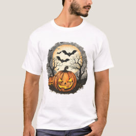 Camiseta de Halloween Calabaza y Murciélagos