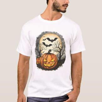 Camiseta de Halloween Calabaza y Murciélagos