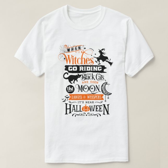 Camiseta de Halloween, camiseta de Witch Broom Hal (Diseño del anverso)