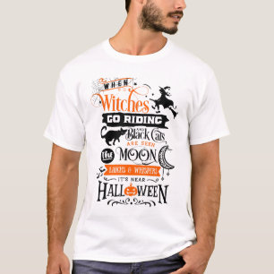 Camiseta de Halloween, camiseta de Witch Broom Hal
