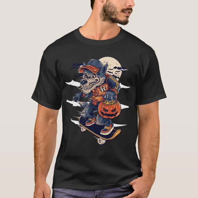 Camiseta de Halloween, camiseta de Wolf, camiseta  (Anverso)