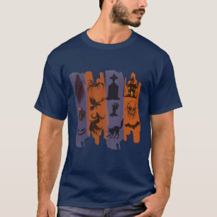 Camiseta de Halloween – Collage de Iconos de Terro