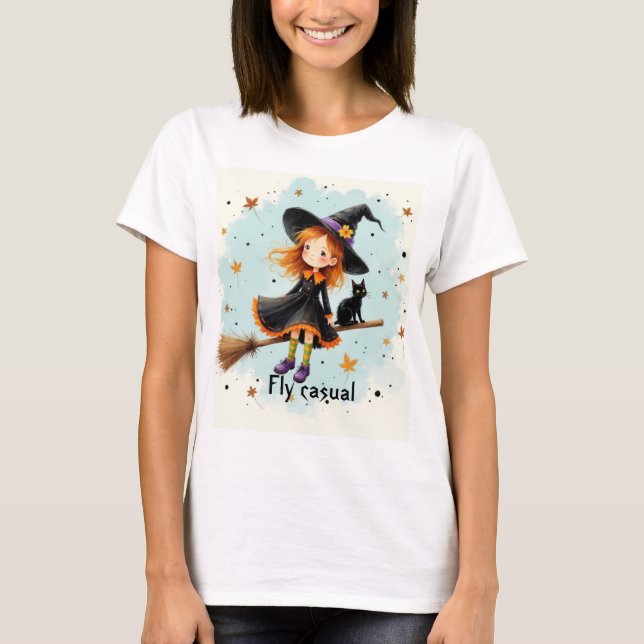 Camiseta de Halloween con bruja (Anverso)