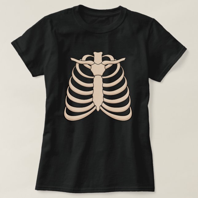 Camiseta de Halloween con caja torácica de dibujos (Diseño del anverso)