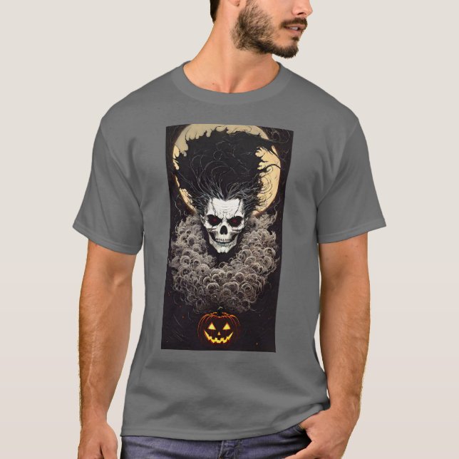 Camiseta de Halloween con Cráneo de Levantador de  (Anverso)