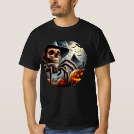 Camiseta de Halloween con esqueleto araña y calaba