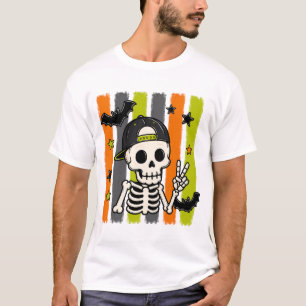 Camiseta de Halloween con esqueleto genial signo d