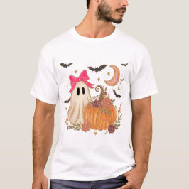 Camiseta de Halloween con fantasma lindo y lazo ro