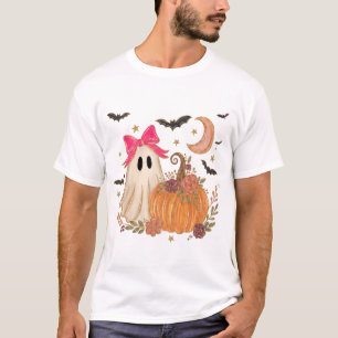 Camiseta de Halloween con fantasma lindo y lazo ro