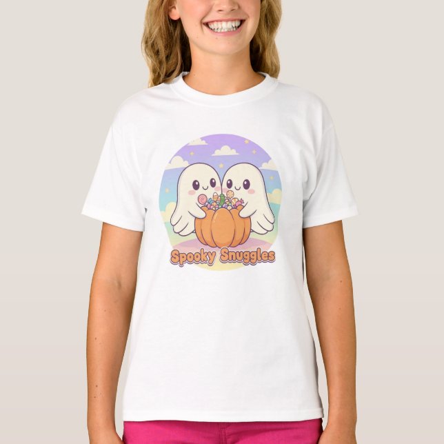 Camiseta de Halloween con fantasmas y dulces - Cor (Anverso)