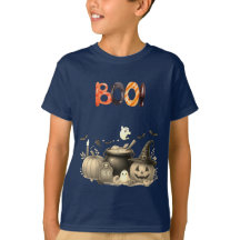 Camiseta de Halloween con gafas y calabaza boo par