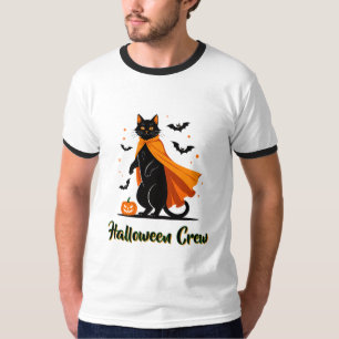 Camiseta de Halloween con gato negro de calabaza