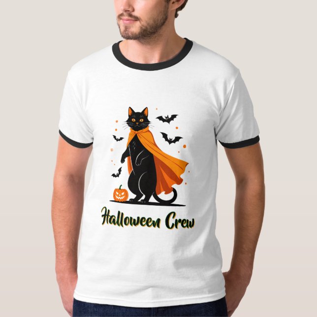 Camiseta de Halloween con gato negro de calabaza (Anverso)