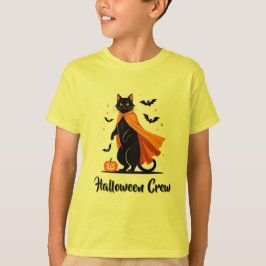 Camiseta de Halloween con gato negro de calabaza