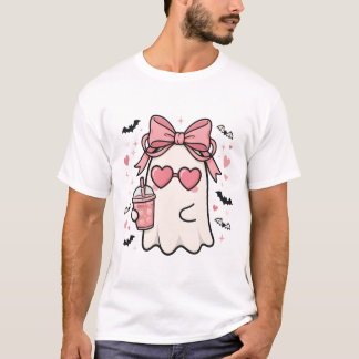 Camiseta de Halloween con lazo rosa fantasma Bouje
