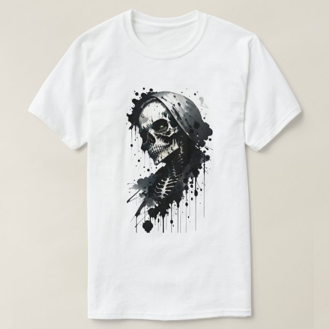 Camiseta de Halloween con manchas de tinta de esqu (Diseño del anverso)