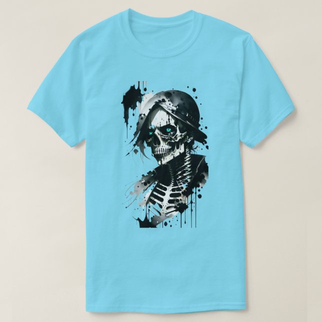 Camiseta de Halloween con manchas de tinta de esqu (Diseño del anverso)