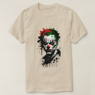 Camiseta de Halloween con tinta de payaso asustada
