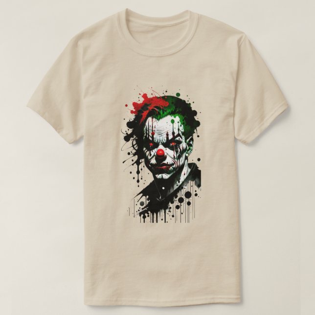 Camiseta de Halloween con tinta de payaso asustada (Diseño del anverso)