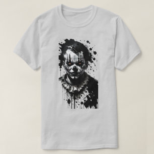 Camiseta de Halloween con tinta de payaso asustada