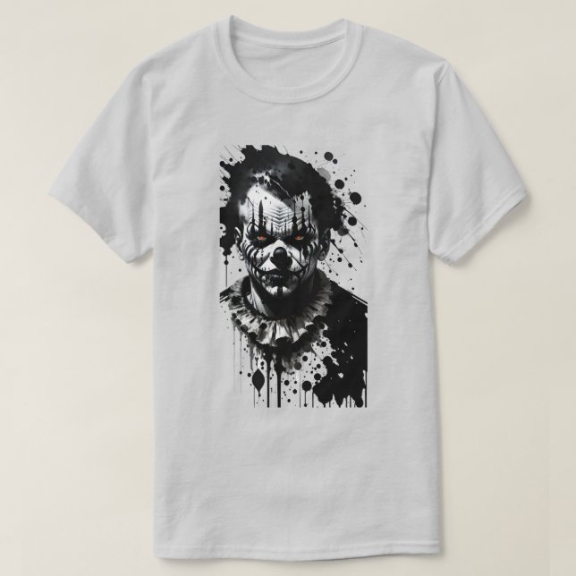 Camiseta de Halloween con tinta de payaso asustada (Diseño del anverso)