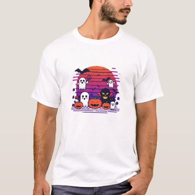 Camiseta de Halloween de 8 bits – Haunted Pixel (Anverso)