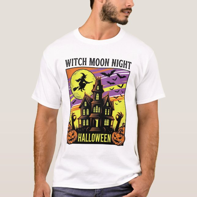 Camiseta de Halloween de Bruja Casa Embrujada Vint (Anverso)