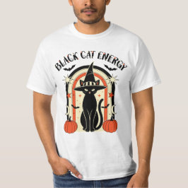 Camiseta de Halloween de Bruja con Energía de Gato