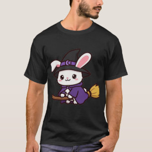 Camiseta de Halloween de Bruja Conejo Escoba
