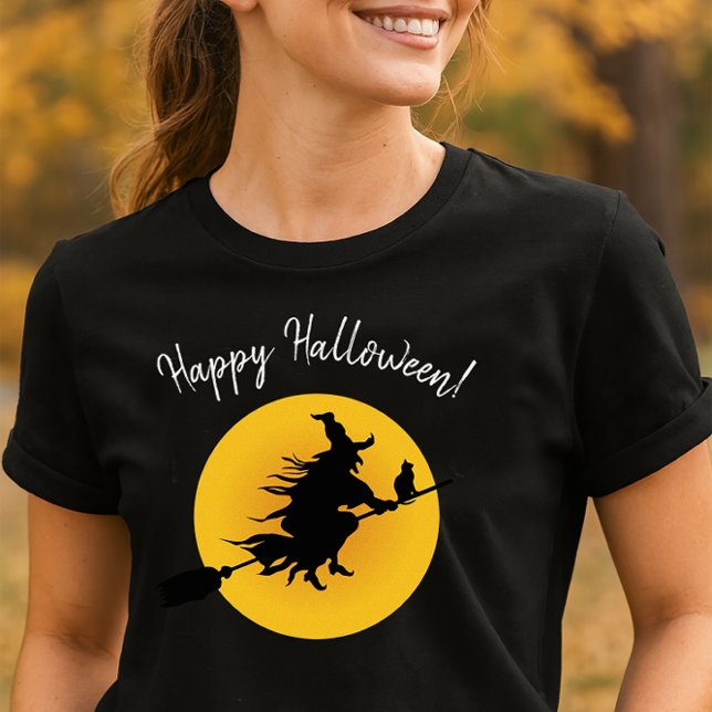 Camiseta de Halloween de Bruja Voladora (Flying Witch Silhouette Shirt for Halloween)