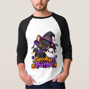 Camiseta de Halloween de bruja y gato espeluznante