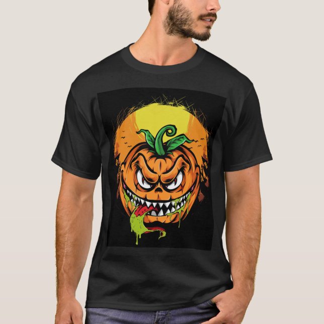 camiseta de halloween de calabaza monstruo para ho (Anverso)