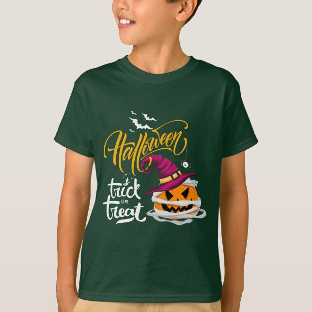 Camiseta De Halloween De Calabaza Trick O Tremenda (Anverso)