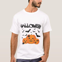 Camiseta de Halloween de calabazas y murciélagos e