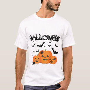 Camiseta de Halloween de calabazas y murciélagos e