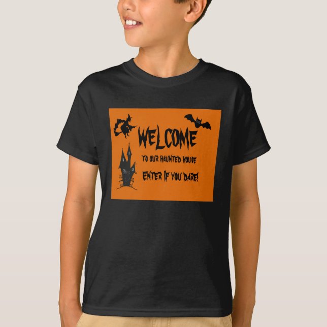 Camiseta de Halloween de Casa Embrujada para Niños (Anverso)
