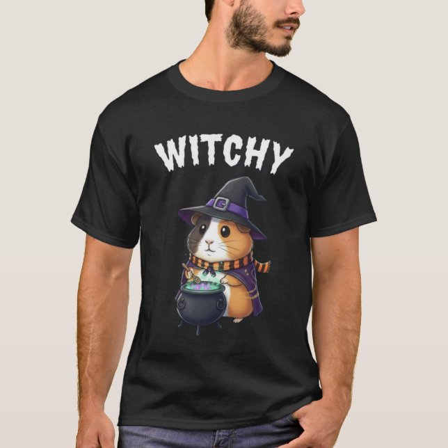 Camiseta de Halloween de Cuy Mágico Witchy (Anverso)