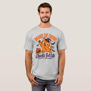 Camiseta de Halloween de energía de gato naranja 