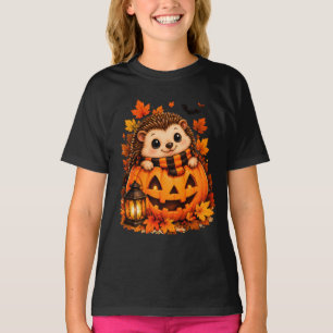 Camiseta de Halloween de erizo adorable y calabaza