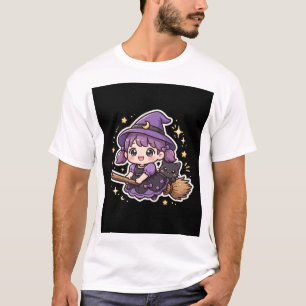 Camiseta de Halloween de escoba de bruja pequeña l